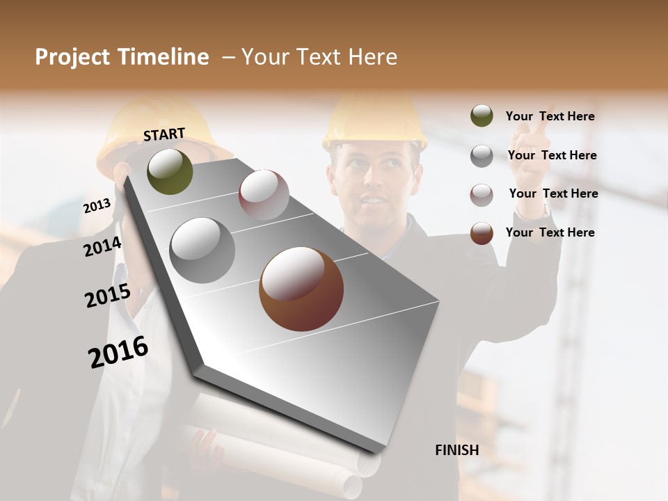 Young Architects Wearing A Protective Helmet Standing In Front Of A Building Site. PowerPoint Template
