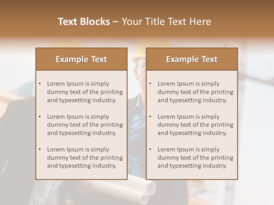 Young Architects Wearing A Protective Helmet Standing In Front Of A Building Site. PowerPoint Template