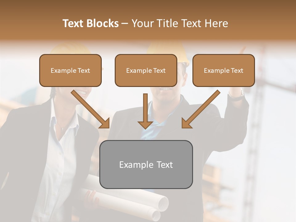 Young Architects Wearing A Protective Helmet Standing In Front Of A Building Site. PowerPoint Template