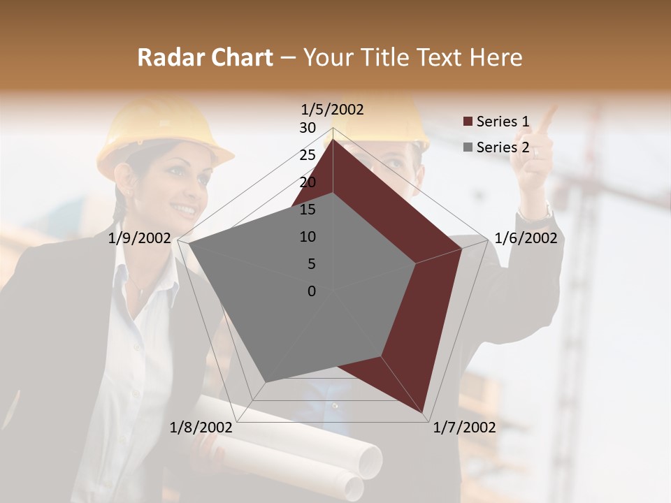Young Architects Wearing A Protective Helmet Standing In Front Of A Building Site. PowerPoint Template