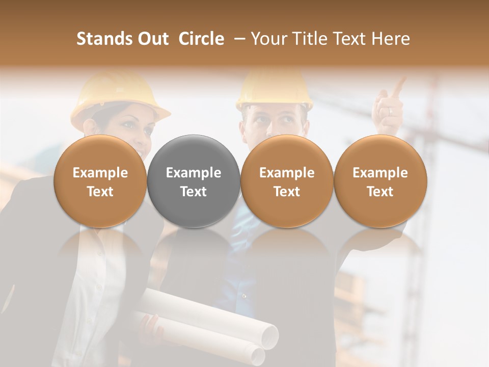 Young Architects Wearing A Protective Helmet Standing In Front Of A Building Site. PowerPoint Template