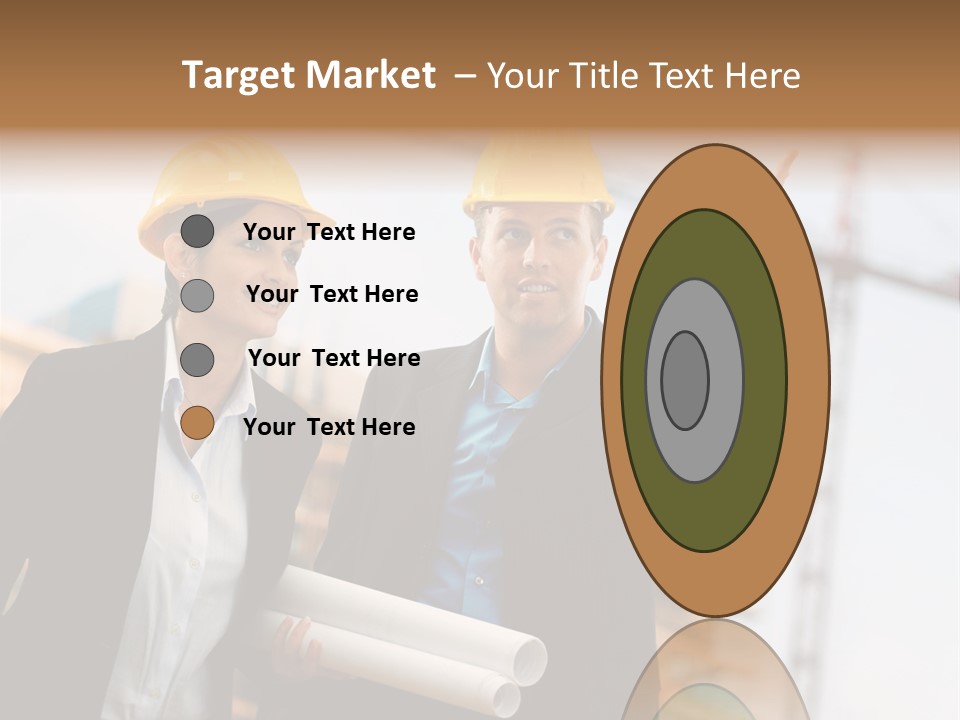 Young Architects Wearing A Protective Helmet Standing In Front Of A Building Site. PowerPoint Template