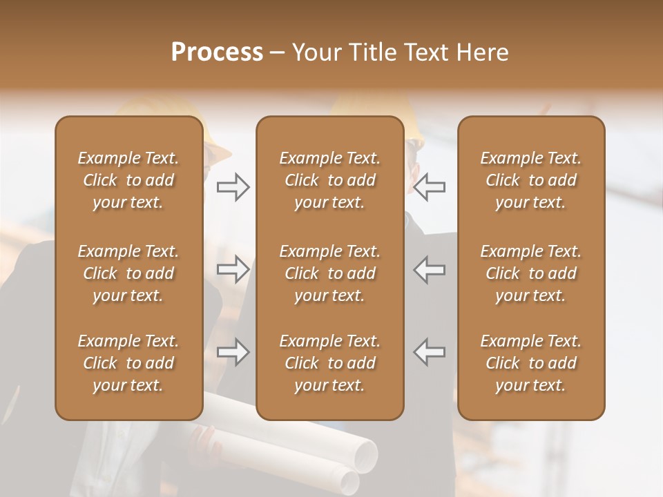 Young Architects Wearing A Protective Helmet Standing In Front Of A Building Site. PowerPoint Template