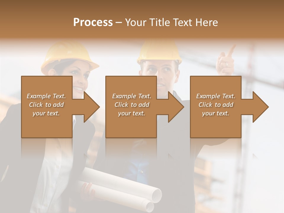 Young Architects Wearing A Protective Helmet Standing In Front Of A Building Site. PowerPoint Template