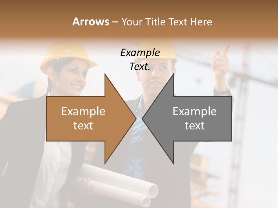 Young Architects Wearing A Protective Helmet Standing In Front Of A Building Site. PowerPoint Template