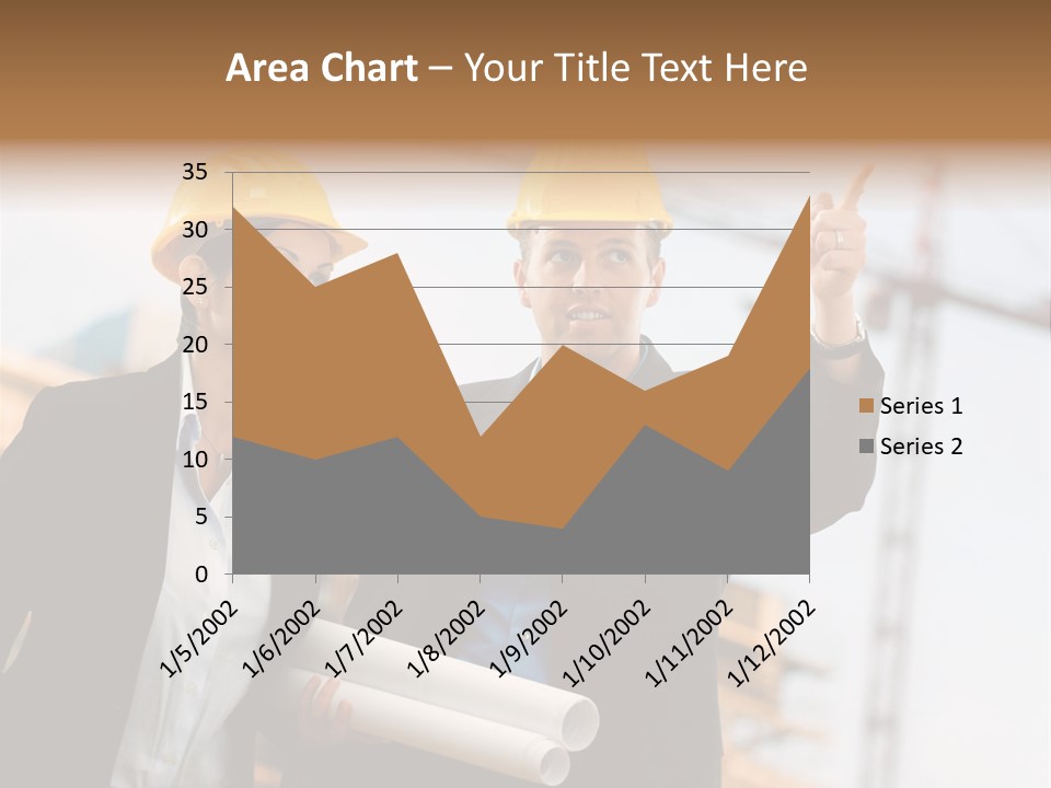 Young Architects Wearing A Protective Helmet Standing In Front Of A Building Site. PowerPoint Template