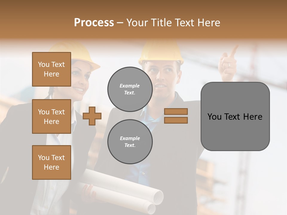 Young Architects Wearing A Protective Helmet Standing In Front Of A Building Site. PowerPoint Template