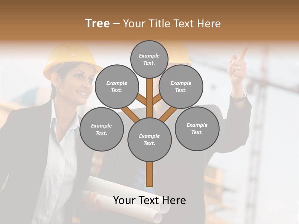 Young Architects Wearing A Protective Helmet Standing In Front Of A Building Site. PowerPoint Template