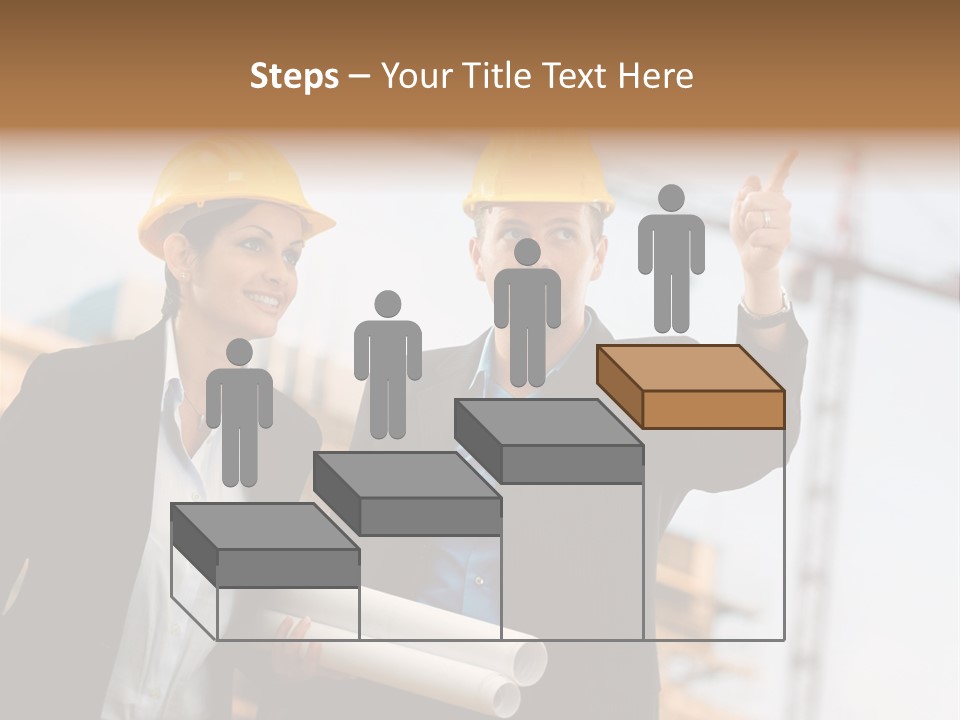 Young Architects Wearing A Protective Helmet Standing In Front Of A Building Site. PowerPoint Template