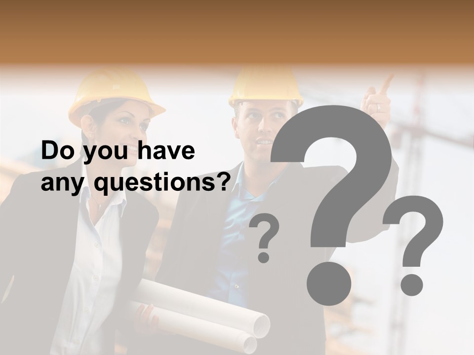 Young Architects Wearing A Protective Helmet Standing In Front Of A Building Site. PowerPoint Template