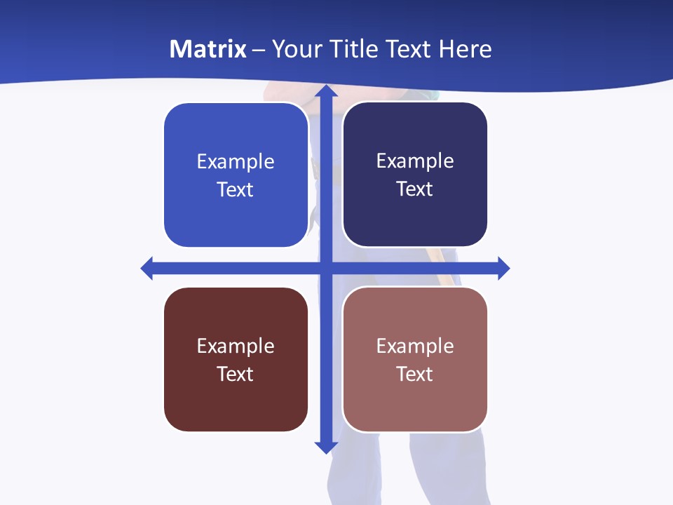 Builder Wearing Blue Overall, Toolbelt And Hard Hat Posing Over White Background PowerPoint Template