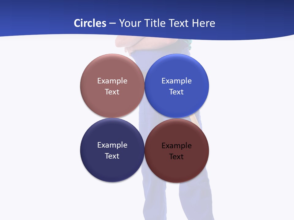 Builder Wearing Blue Overall, Toolbelt And Hard Hat Posing Over White Background PowerPoint Template