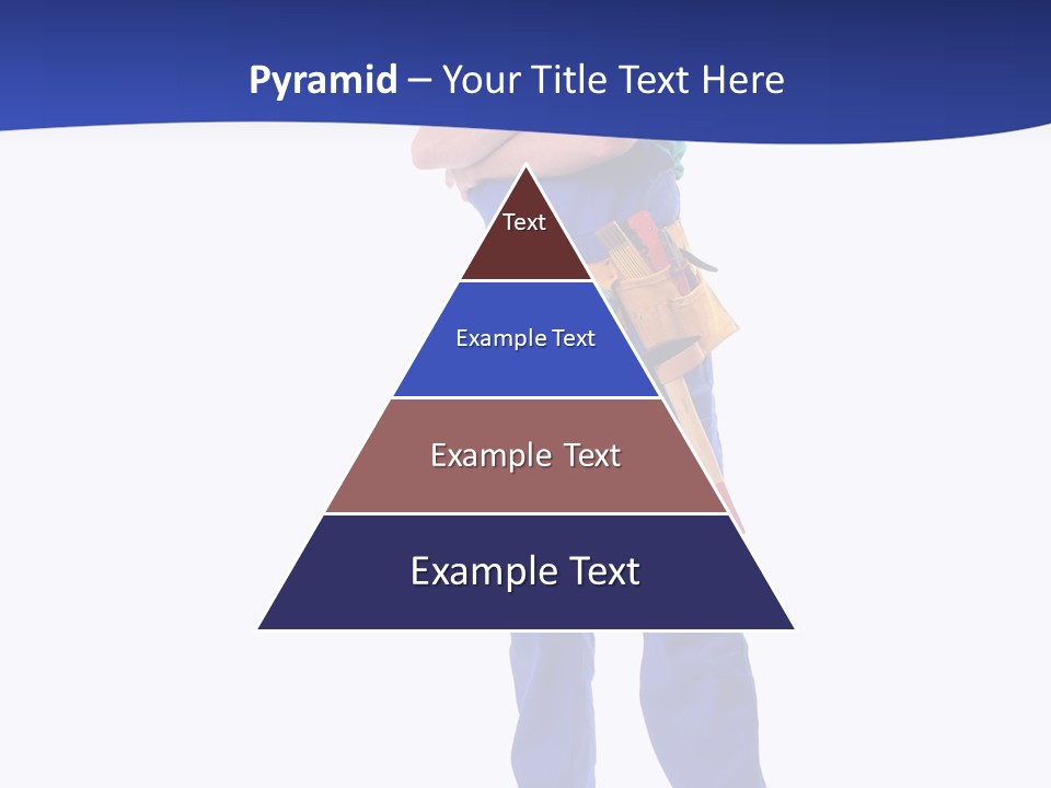 Builder Wearing Blue Overall, Toolbelt And Hard Hat Posing Over White Background PowerPoint Template