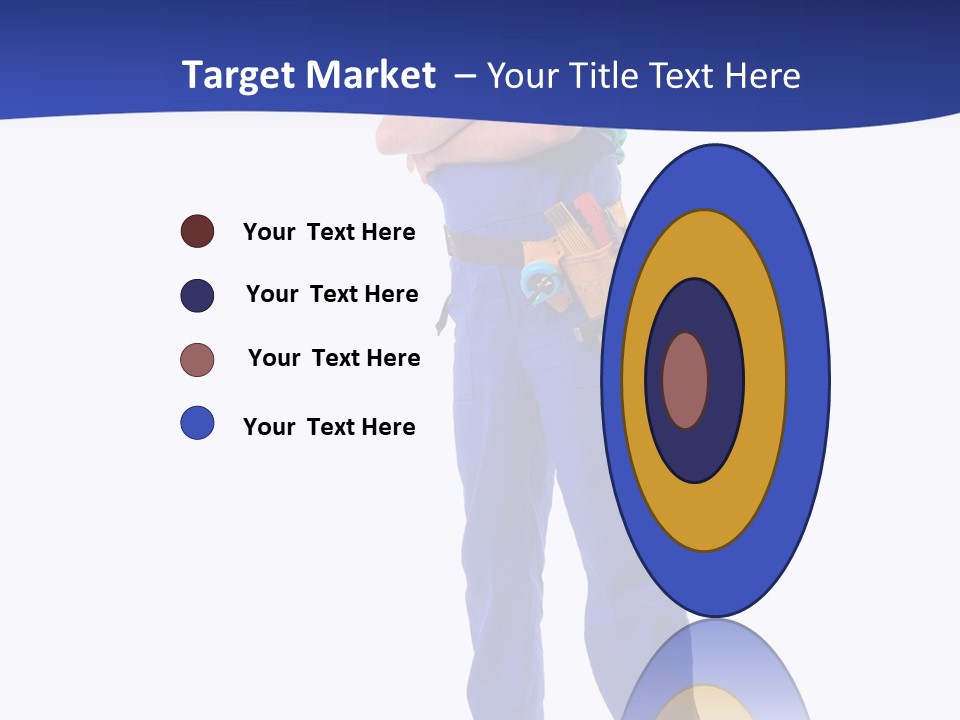 Builder Wearing Blue Overall, Toolbelt And Hard Hat Posing Over White Background PowerPoint Template