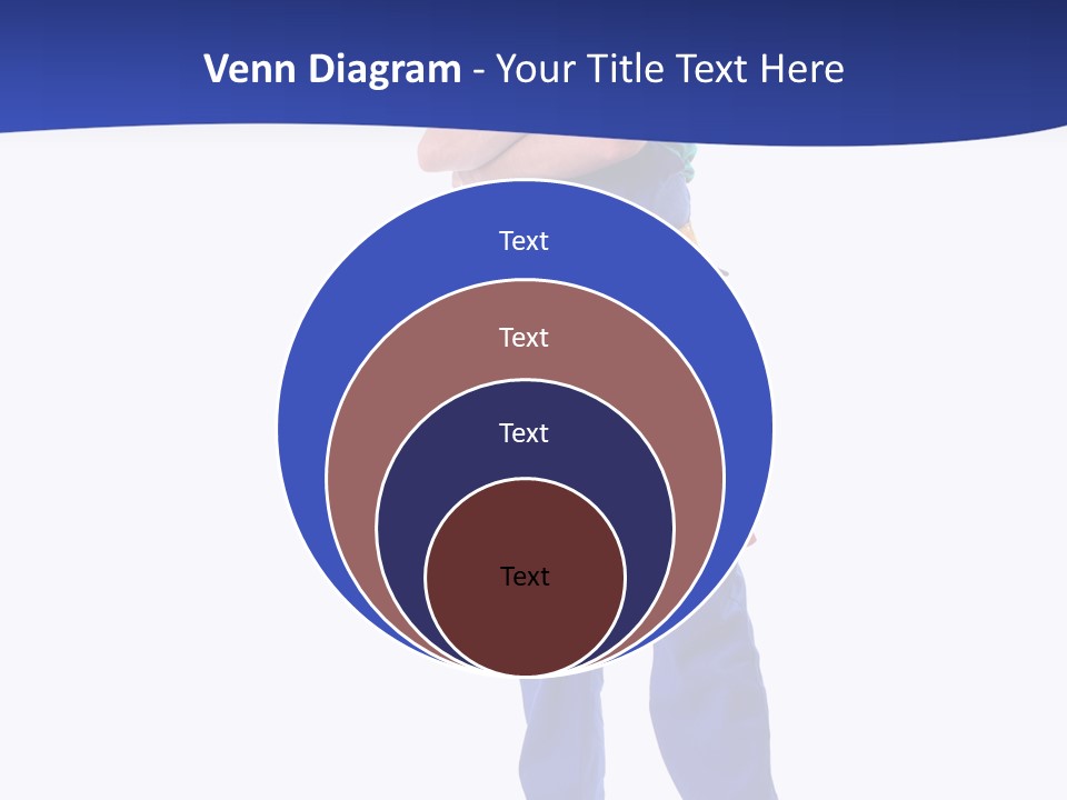 Builder Wearing Blue Overall, Toolbelt And Hard Hat Posing Over White Background PowerPoint Template
