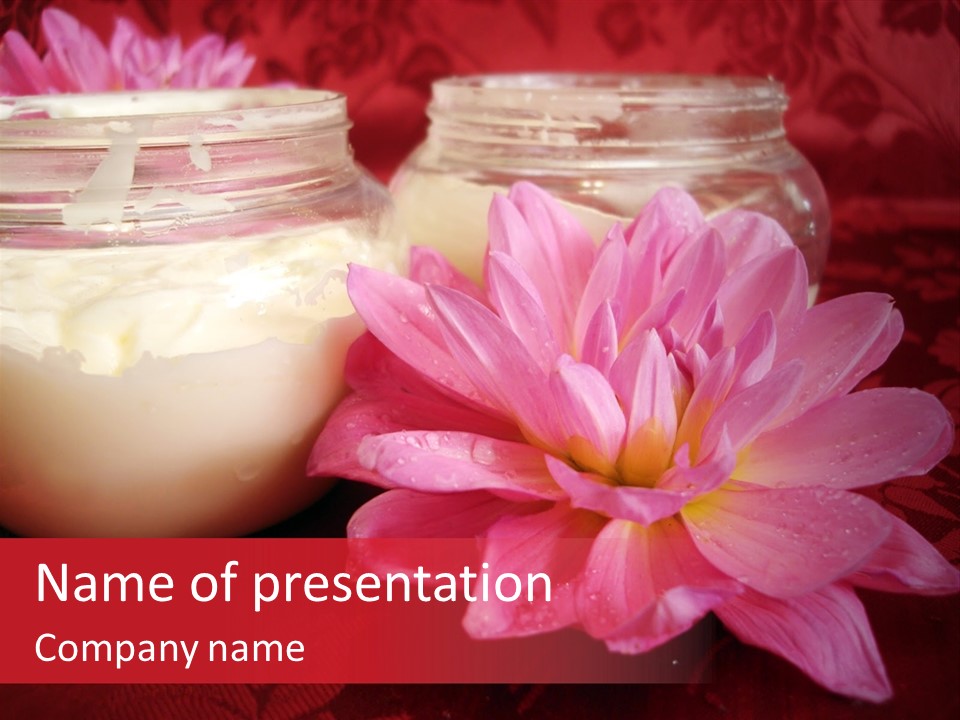 Cosmetic Moisturizing Cream With Flowers PowerPoint Template