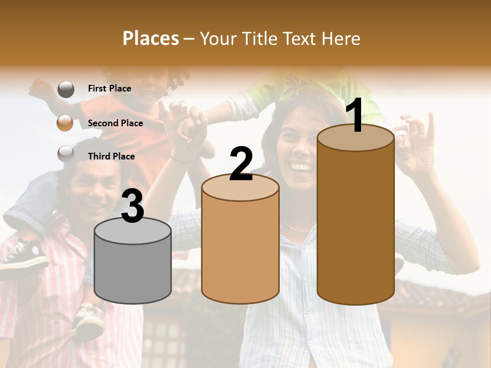 Happy Family Portrait Having Fun Outdoors At Their Home PowerPoint Template