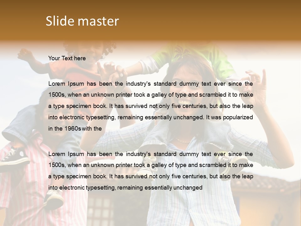 Happy Family Portrait Having Fun Outdoors At Their Home PowerPoint Template