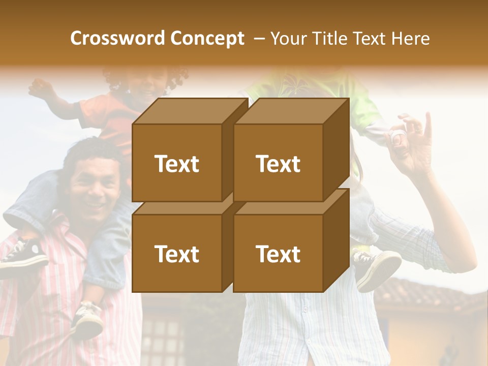 Happy Family Portrait Having Fun Outdoors At Their Home PowerPoint Template