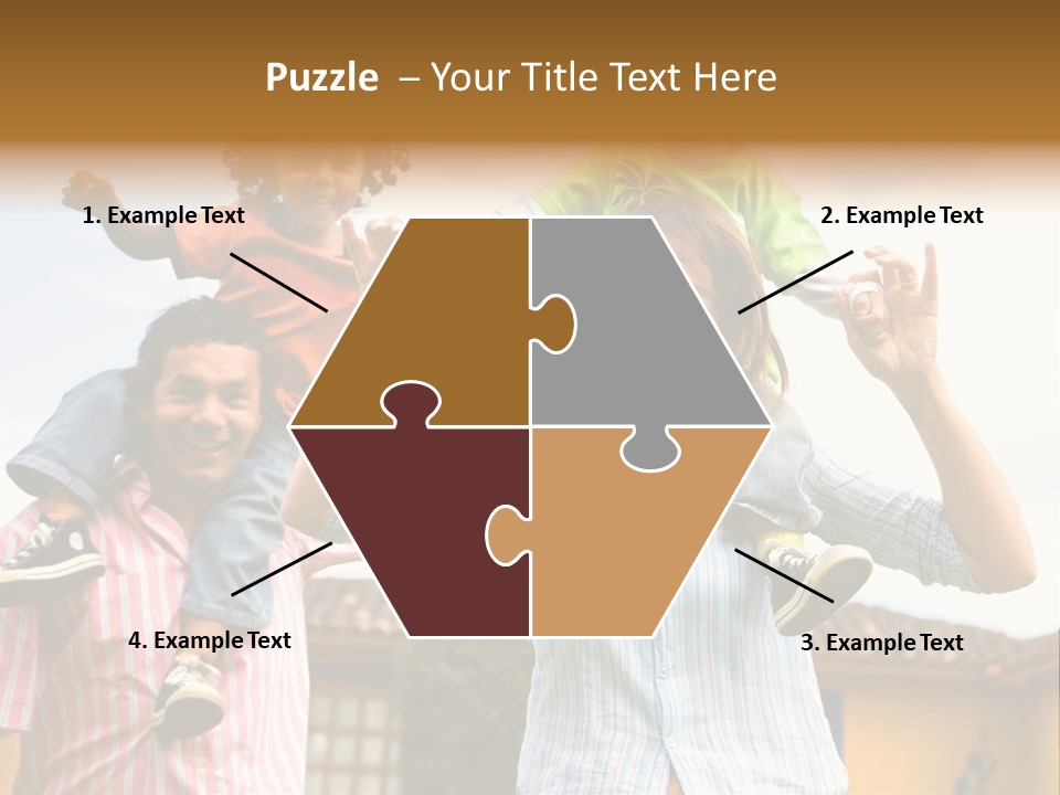 Happy Family Portrait Having Fun Outdoors At Their Home PowerPoint Template