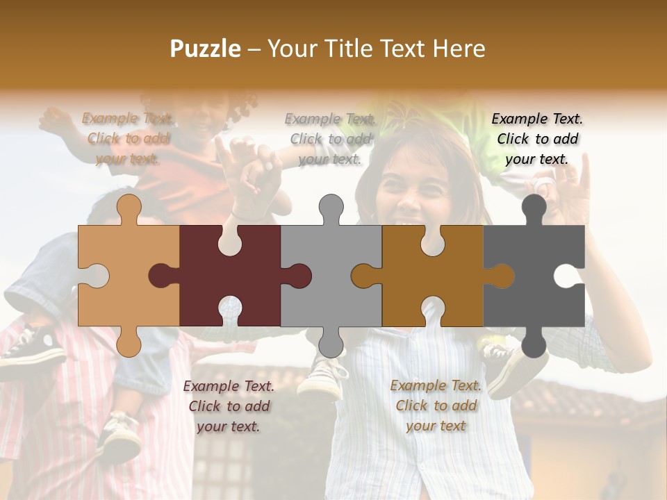 Happy Family Portrait Having Fun Outdoors At Their Home PowerPoint Template