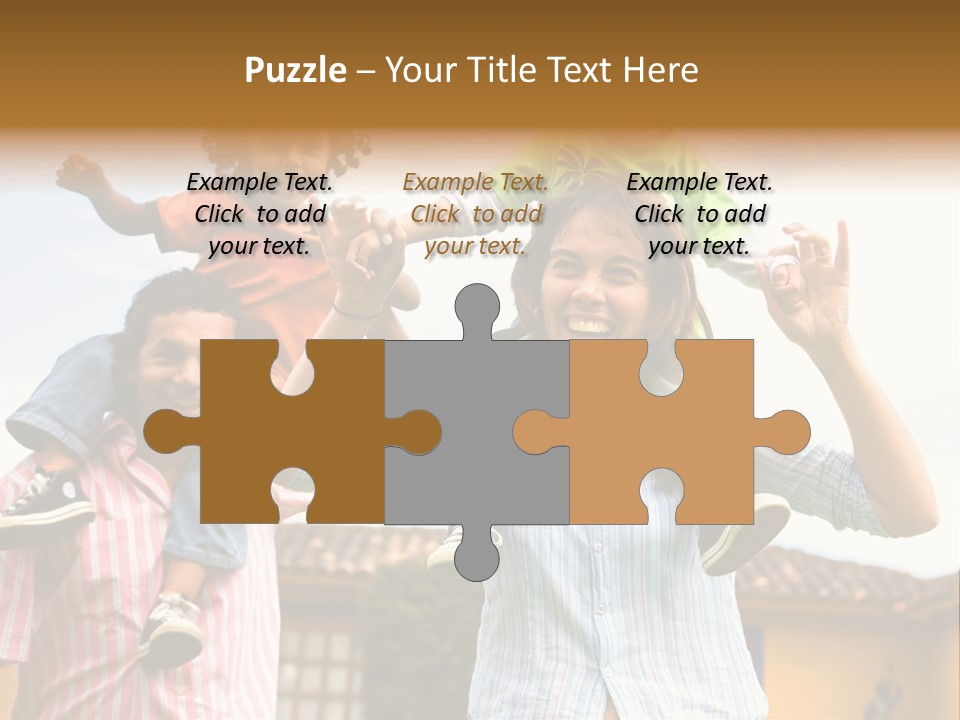 Happy Family Portrait Having Fun Outdoors At Their Home PowerPoint Template