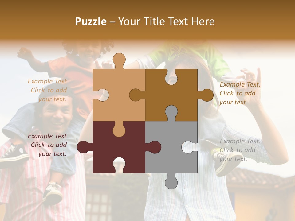 Happy Family Portrait Having Fun Outdoors At Their Home PowerPoint Template