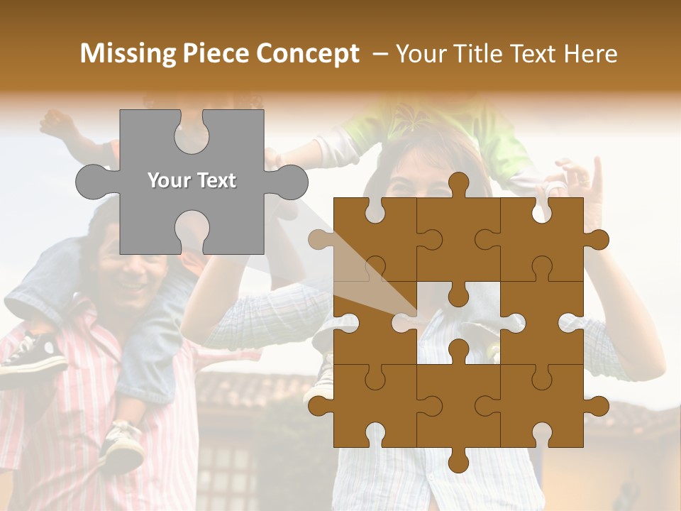 Happy Family Portrait Having Fun Outdoors At Their Home PowerPoint Template