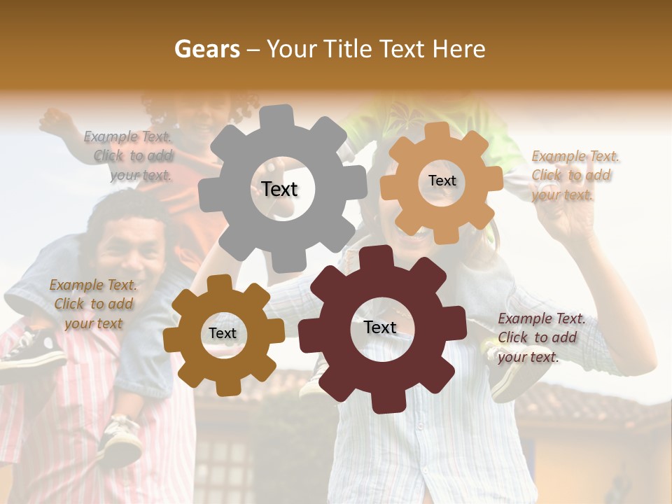 Happy Family Portrait Having Fun Outdoors At Their Home PowerPoint Template