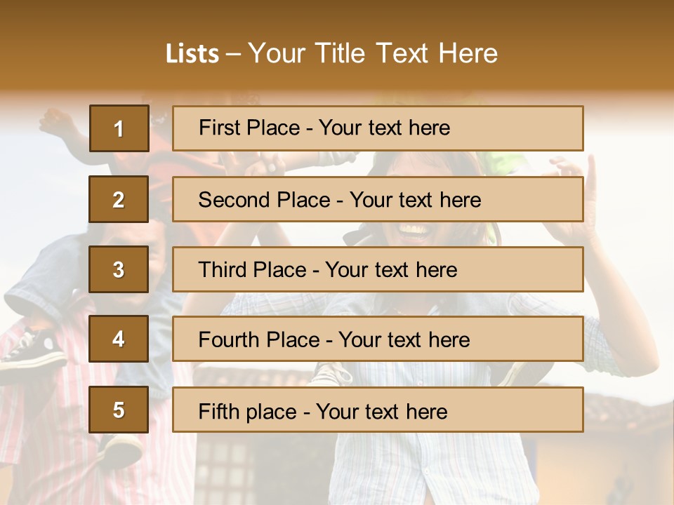 Happy Family Portrait Having Fun Outdoors At Their Home PowerPoint Template