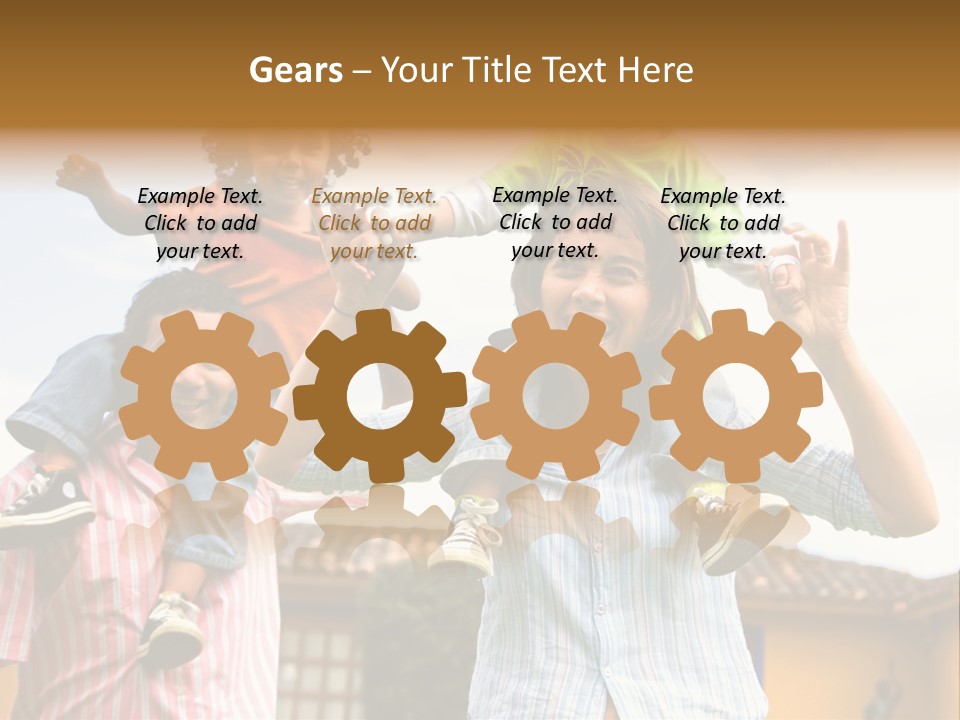 Happy Family Portrait Having Fun Outdoors At Their Home PowerPoint Template