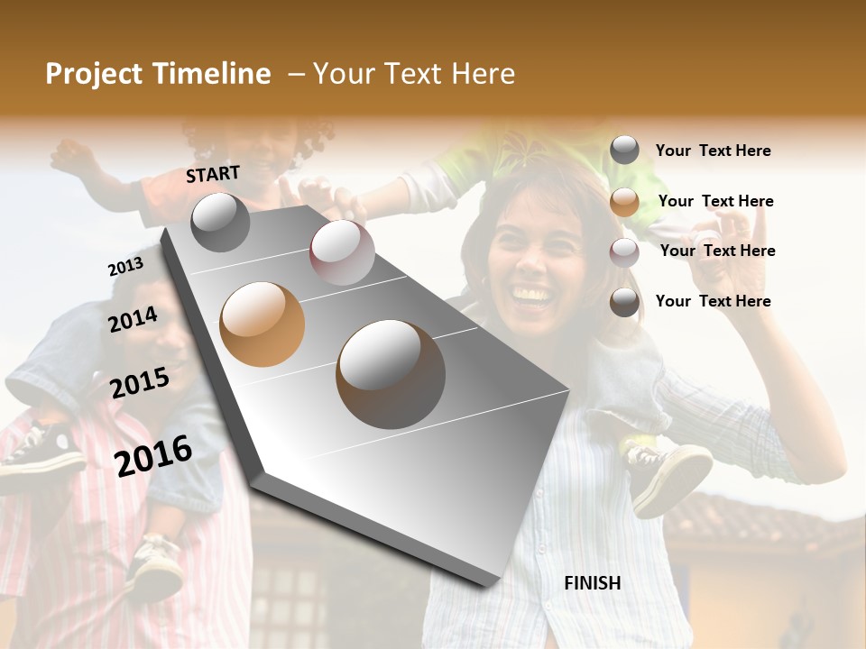 Happy Family Portrait Having Fun Outdoors At Their Home PowerPoint Template