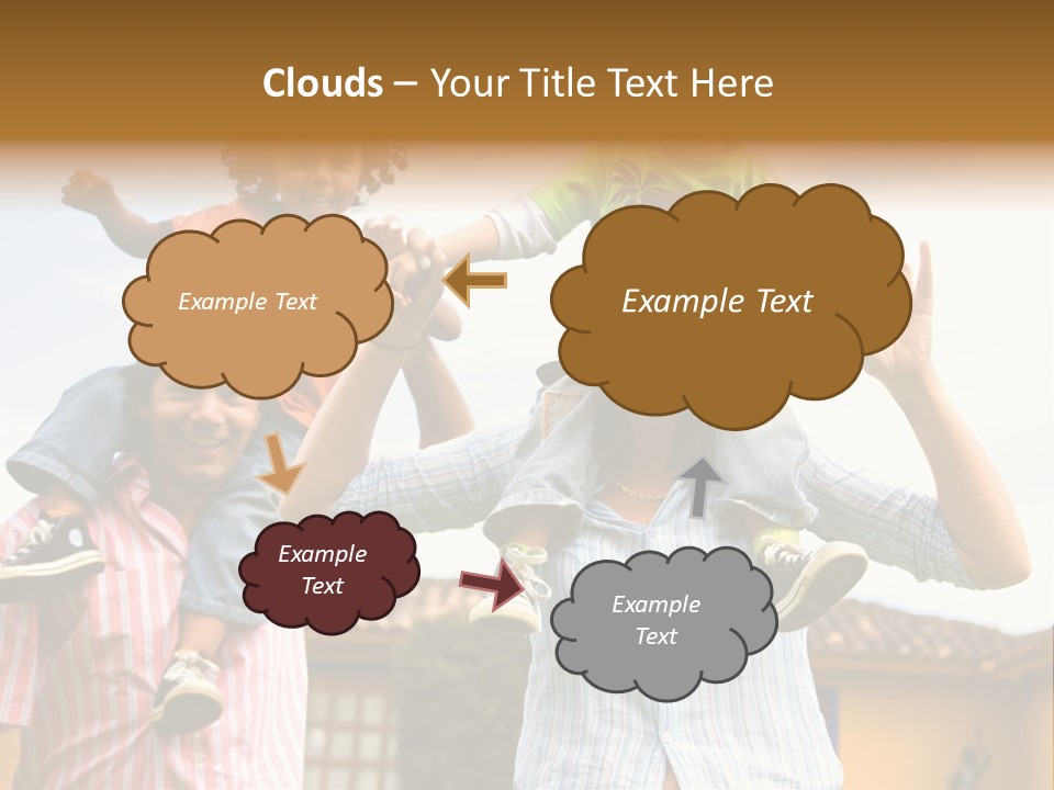 Happy Family Portrait Having Fun Outdoors At Their Home PowerPoint Template