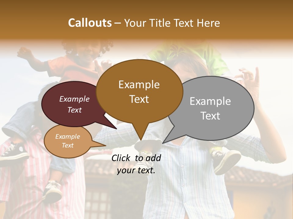 Happy Family Portrait Having Fun Outdoors At Their Home PowerPoint Template