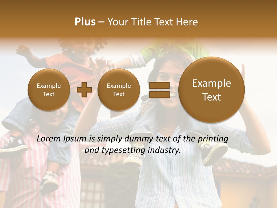 Happy Family Portrait Having Fun Outdoors At Their Home PowerPoint Template