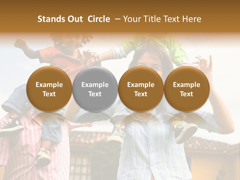 Happy Family Portrait Having Fun Outdoors At Their Home PowerPoint Template