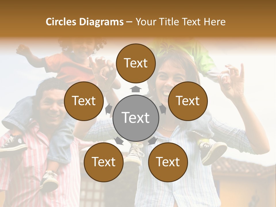 Happy Family Portrait Having Fun Outdoors At Their Home PowerPoint Template