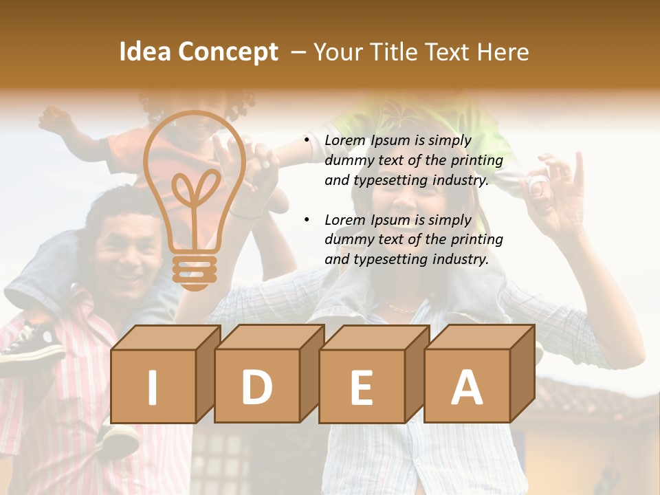 Happy Family Portrait Having Fun Outdoors At Their Home PowerPoint Template