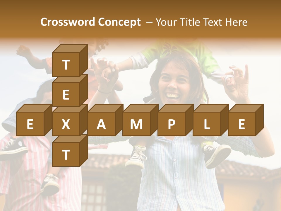 Happy Family Portrait Having Fun Outdoors At Their Home PowerPoint Template