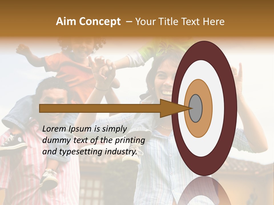 Happy Family Portrait Having Fun Outdoors At Their Home PowerPoint Template