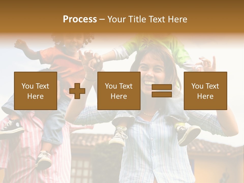 Happy Family Portrait Having Fun Outdoors At Their Home PowerPoint Template