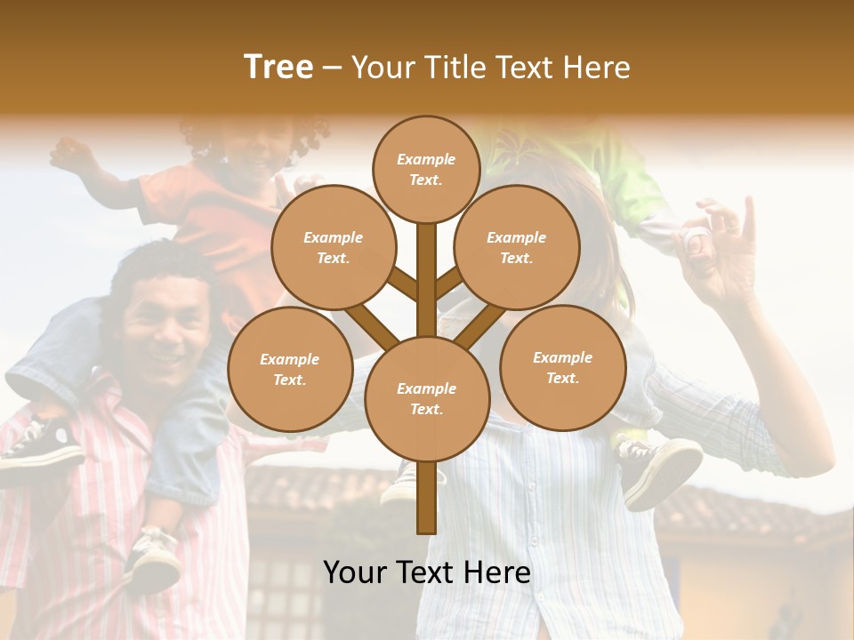 Happy Family Portrait Having Fun Outdoors At Their Home PowerPoint Template