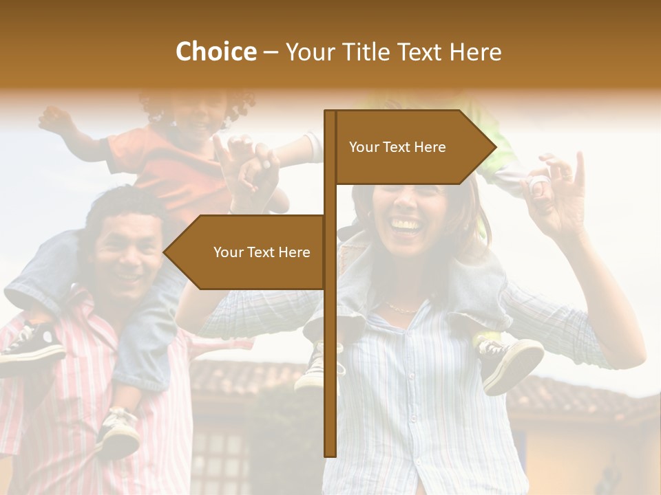 Happy Family Portrait Having Fun Outdoors At Their Home PowerPoint Template