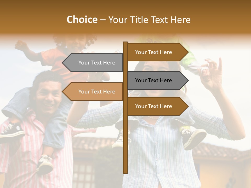 Happy Family Portrait Having Fun Outdoors At Their Home PowerPoint Template