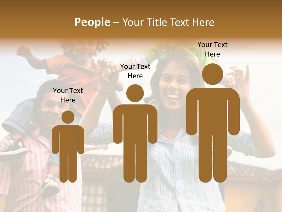 Happy Family Portrait Having Fun Outdoors At Their Home PowerPoint Template