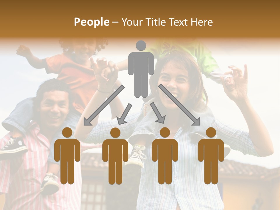 Happy Family Portrait Having Fun Outdoors At Their Home PowerPoint Template