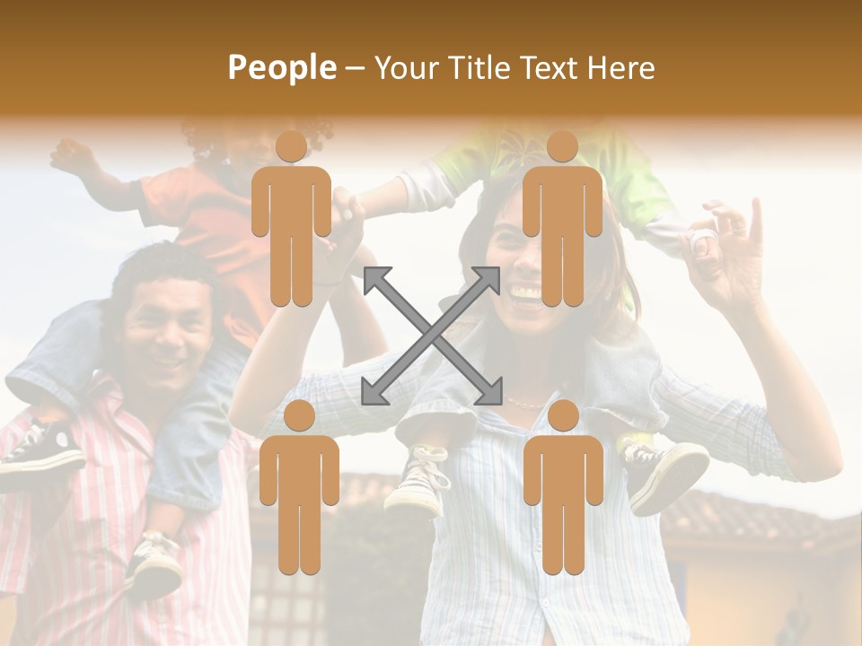 Happy Family Portrait Having Fun Outdoors At Their Home PowerPoint Template