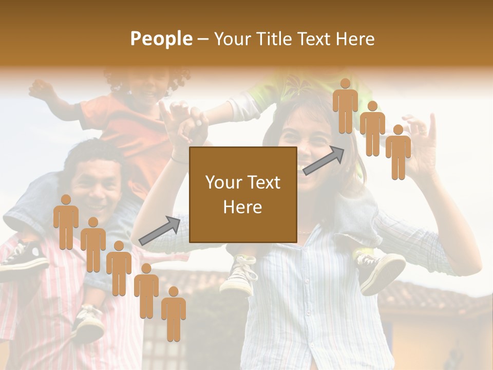 Happy Family Portrait Having Fun Outdoors At Their Home PowerPoint Template