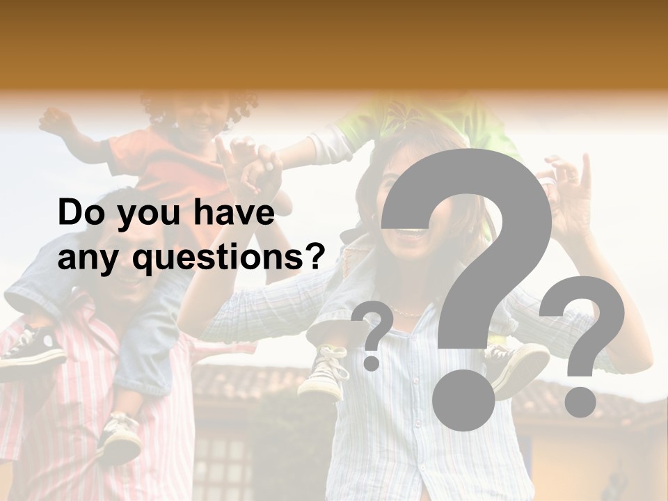 Happy Family Portrait Having Fun Outdoors At Their Home PowerPoint Template