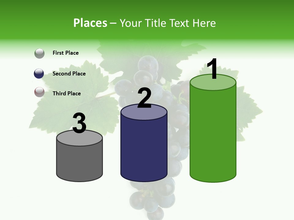 Blue Grape Cluster With Leaves PowerPoint Template